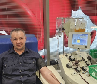 Mark donating blood