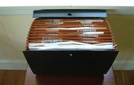 Accordian file containing bills