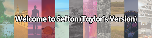 selection of photos from across sefton representing the colours of taylor swifts different albums