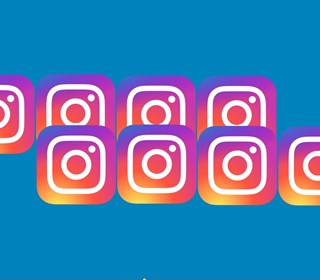 Instagram logos on a blue background