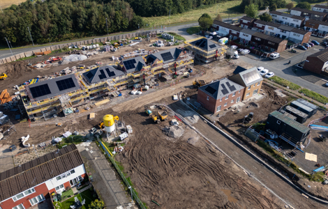 Aerial view of construction at Molyneux Gardens