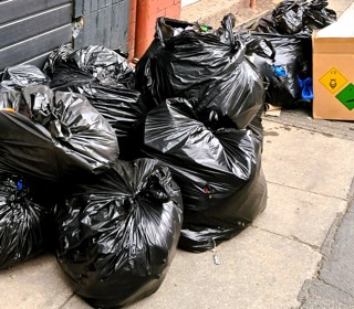 Black plastic sacks of rubbish