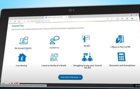 Screen showing Sefton Council Tax web page