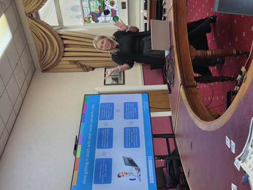 Sharon lees from the First Contact Team speaking with the Coproduction Group