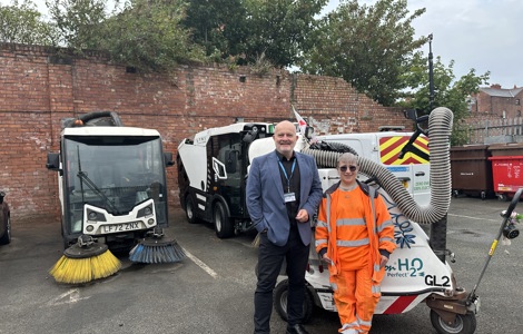 Cllr Peter Harvey and Street Cleansing Operative Victoria Phillips